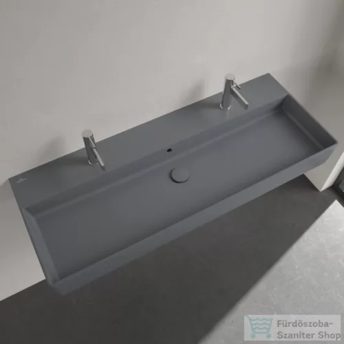 Villeroy & Boch Memento 2.0 120x47 mosdó, 2 csaplyukkal, túlfolyóval, grafit színben, Ceramic Plus bevonat 4A22 C4 i4 ( 4A22C4i4 )