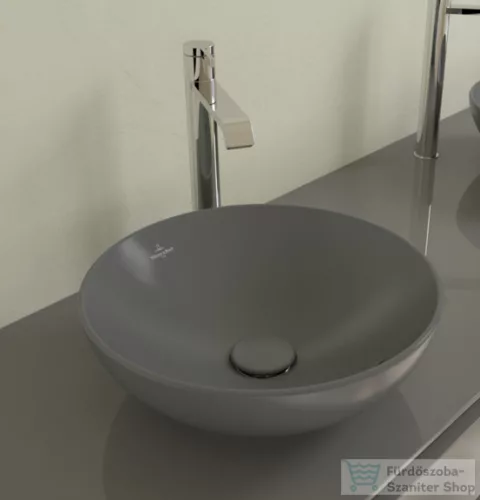 Villeroy & Boch Loop & Friends 38cm-es ráültethető mosdó túlfolyóval, grafit színben, Ceramic Plus bevonat 4A45 00 i4 ( 4A4500i4 )