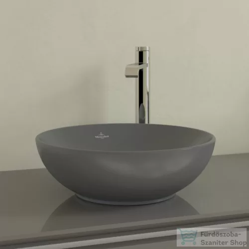 Villeroy & Boch Loop & Friends 38cm-es ráültethető mosdó túlfolyóval, grafit színben, Ceramic Plus bevonat 4A45 00 i4 ( 4A4500i4 )