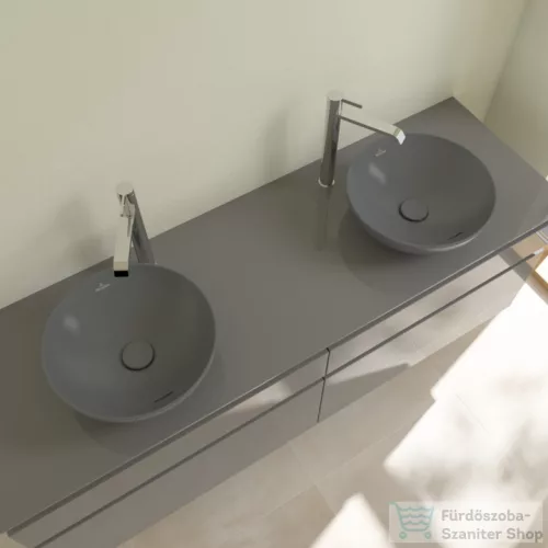 Villeroy & Boch Loop & Friends 42cm-es ráültethető mosdó túlfolyóval, grafit színben, Ceramic Plus bevonat 4A46 00 i4 ( 4A4600i4 )