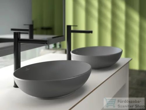 Villeroy & Boch Loop & Friends 56x38 ráültethető mosdó túlfolyóval, grafit színben, Ceramic Plus bevonat 4A47 00 i4 ( 4A4700i4 )