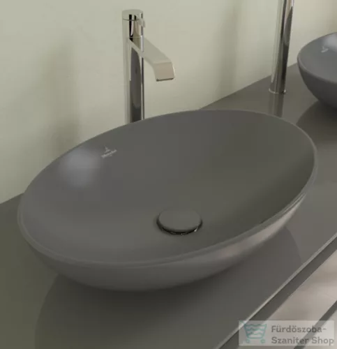 Villeroy & Boch Loop & Friends 62x42 ráültethető mosdó túlfolyó nélkül, grafit színben, Ceramic Plus bevonat 4A48 01 i4 ( 4A4801i4 )