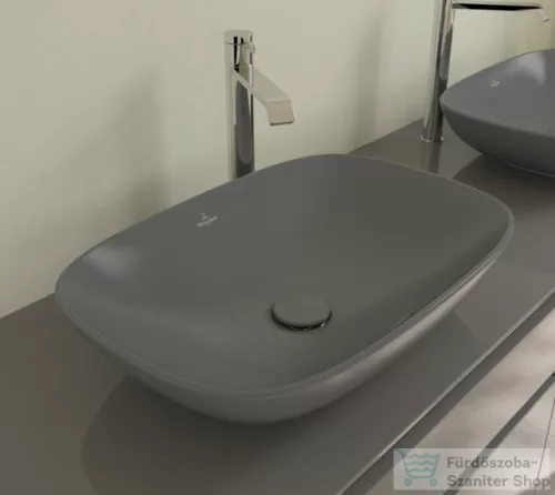 Villeroy & Boch Loop & Friends 56x38 ráültethető mosdó túlfolyó nélkül , grafit színben, Ceramic Plus bevonat 4A49 01 i4 ( 4A4901i4 )