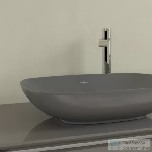 Villeroy & Boch Loop & Friends 56x38 ráültethető mosdó túlfolyó nélkül , grafit színben, Ceramic Plus bevonat 4A49 01 i4 ( 4A4901i4 )