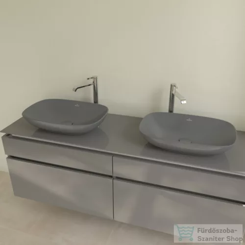 Villeroy & Boch Loop & Friends 56x38 ráültethető mosdó túlfolyó nélkül , grafit színben, Ceramic Plus bevonat 4A49 01 i4 ( 4A4901i4 )
