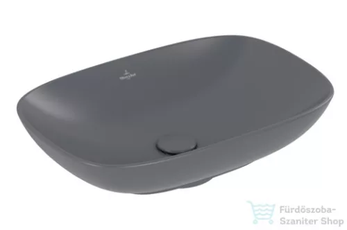 Villeroy & Boch Loop & Friends 62x42 ráültethető mosdó túlfolyó nélkül , grafit színben, Ceramic Plus bevonat 4A50 01 i4 ( 4A5001i4 )
