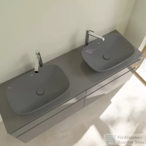 Villeroy & Boch Loop & Friends 62x42 ráültethető mosdó túlfolyó nélkül , grafit színben, Ceramic Plus bevonat 4A50 01 i4 ( 4A5001i4 )