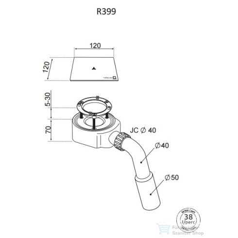 Radaway Argos D 160x90 szögletes zuhanytálca R399 szögletes zuhanyszifonnal 4AD916-01