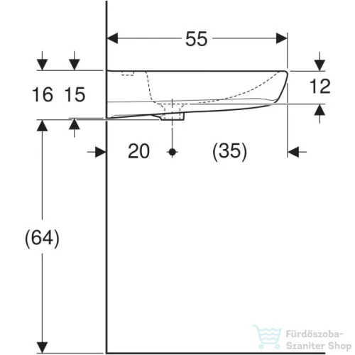 Geberit SELNOVA COMFORT 55x55 cm-es akadálymentes mosdó,fehér 500.187.01.7