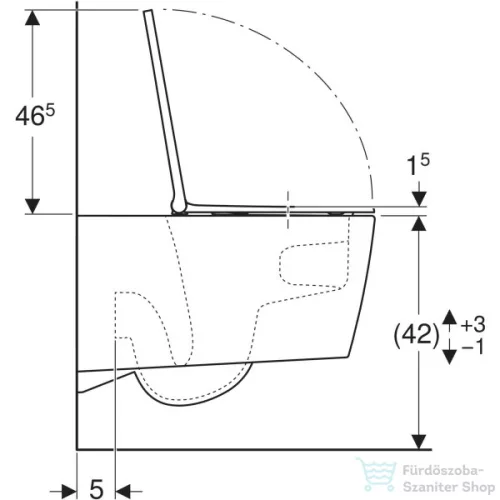 Geberit One fali wc mélyöblítésű, Turboflush,króm díszcsíkos wc ülőkével,matt fehér 500.202.JT.1