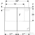 Geberit OPTION 75x70 cm-es kétajtós tükrös szekrény LED világítással,500.205.00.1