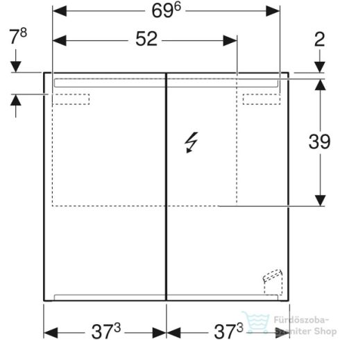 Geberit OPTION 75x70 cm-es kétajtós tükrös szekrény LED világítással,500.205.00.1