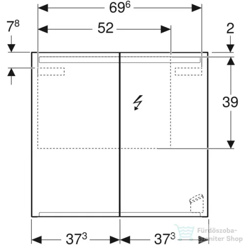 Geberit OPTION 75x70 cm-es kétajtós tükrös szekrény LED világítással,500.205.00.1