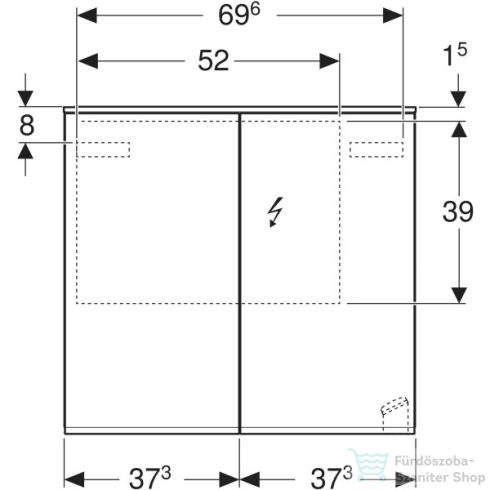 Geberit OPTION PLUS 75x70 cm-es 2 ajtós tükrös szekrény LED világítással,külső/belső tükörrel 500.206.00.1