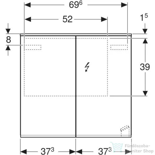 Geberit OPTION PLUS 75x70 cm-es 2 ajtós tükrös szekrény LED világítással,külső/belső tükörrel 500.206.00.1