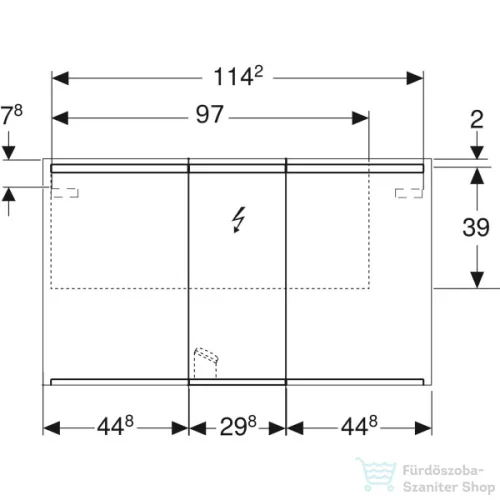 Geberit OPTION 120x70 cm-es 3 ajtós tükrös szekrény alsó/felső LED világítással,külső/belső tükörrel 500.207.00.1
