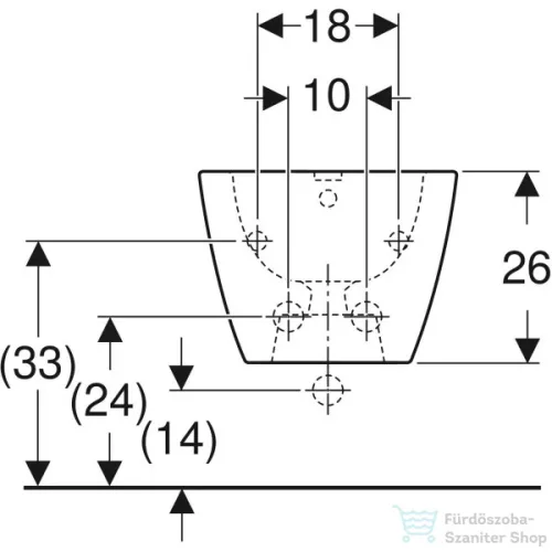 Geberit SMYLE SQUARE fali bidé,fehér 500.209.01.1
