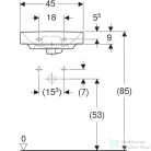 Geberit SMYLE SQUARE 45x36 cm-es mosdó,fehér 500.222.01.1