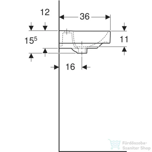 Geberit SMYLE SQUARE 45x36 cm-es mosdó,fehér 500.222.01.1