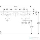 Geberit SMYLE SQUARE 120x48 cm-es két medencés mosdó csaplyuk nélkül,fehér 500.224.01.1