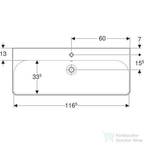 Geberit SMYLE SQUARE 120x48 cm-es mosdó 1 csaplyukkal,fehér 500.226.01.1