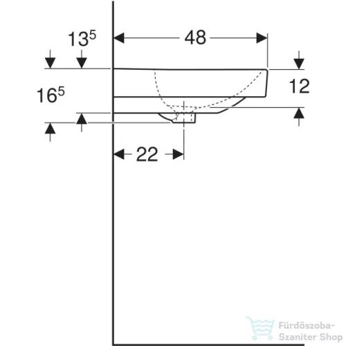 Geberit SMYLE SQUARE 120x48 cm-es mosdó 1 csaplyukkal,fehér 500.226.01.1