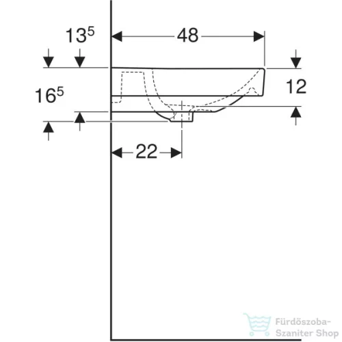 Geberit SMYLE SQUARE 60x48 cm-es mosdó 1 csaplyukkal,fehér 500.229.01.1