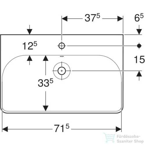 Geberit SMYLE SQUARE 75x48 cm-es mosdó 1 csaplyukkal,fehér 500.249.01.1