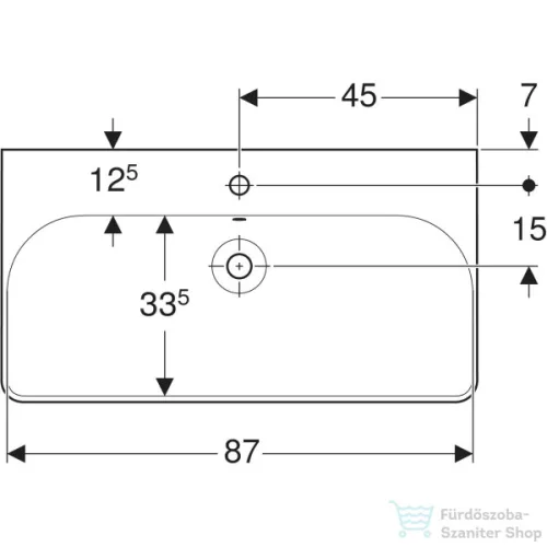 Geberit SMYLE SQUARE 90x48 cm-es mosdó 1 csaplyukkal,fehér 500.251.01.1