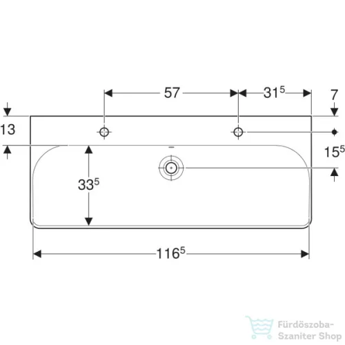 Geberit SMYLE SQUARE 120x48 cm-es mosdó 2 csaplyukkal,fehér 500.253.01.1
