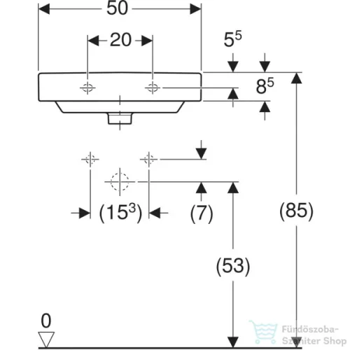 Geberit SMYLE SQUARE 50x41 cm-es mosdó,fehér 500.256.01.1