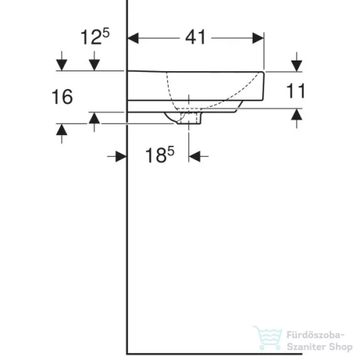 Geberit SMYLE SQUARE 50x41 cm-es mosdó,fehér 500.256.01.1