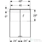 Geberit OPTION BASIC 50x67,7 cm-es 2 ajtós tükrös szekrény LED világítással,matt fehér 500.257.00.1