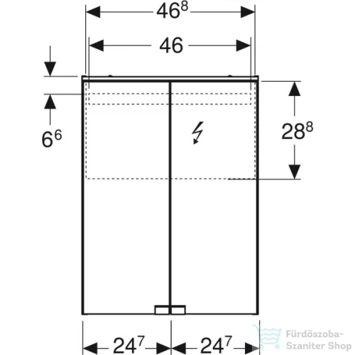 Geberit OPTION BASIC 50x67,7 cm-es 2 ajtós tükrös szekrény LED világítással,matt fehér 500.257.00.1