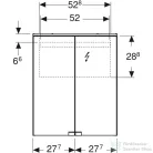 Geberit OPTION BASIC 56x67,7 cm-es 2 ajtós tükrös szekrény LED világítással,matt fehér 500.258.00.1