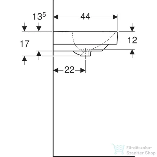 Geberit SMYLE SQUARE 55x44 cm-es mosdó 1 csaplyukkal,fehér 500.259.01.1