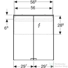 Geberit OPTION BASIC 60x67,7 cm-es 2 ajtós tükrös szekrény LED világítással,matt fehér 500.273.00.1