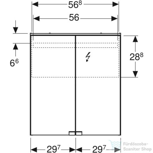 Geberit OPTION BASIC 60x67,7 cm-es 2 ajtós tükrös szekrény LED világítással,matt fehér 500.273.00.1