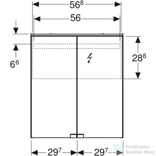 Geberit OPTION BASIC 60x67,7 cm-es 2 ajtós tükrös szekrény LED világítással,matt fehér 500.273.00.1