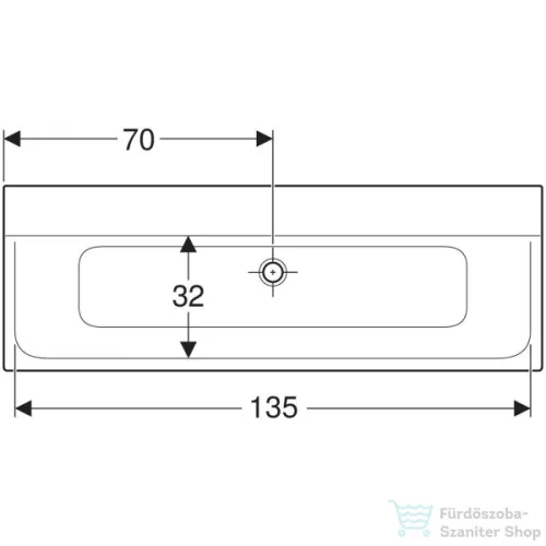 Geberit Xeno² 140x48 cm-es bútorra ültethető mosdó csaplyuk nélkül,matt fehér 500.276.00.1