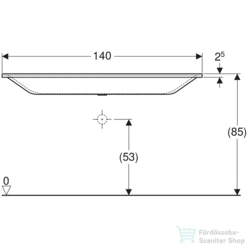 Geberit Xeno² 140x48 cm-es bútorra ültethető mosdó csaplyuk nélkül,matt fehér 500.276.00.1
