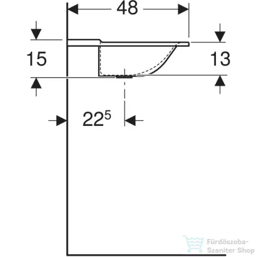 Geberit Xeno² 140x48 cm-es bútorra ültethető mosdó csaplyuk nélkül,matt fehér 500.276.00.1
