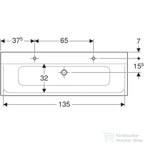 Geberit Xeno² 140x48 cm-es bútorra ültethető mosdó 2 csaplyukkal,matt fehér 500.277.00.1