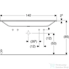 Geberit Xeno² 140x48 cm-es bútorra ültethető mosdó 2 csaplyukkal,matt fehér 500.277.00.1