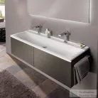 Geberit Xeno² 140x48 cm-es bútorra ültethető mosdó 2 csaplyukkal,matt fehér 500.277.00.1