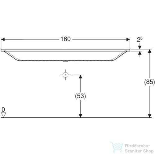 Geberit Xeno² 160x48 cm-es bútorra ültethető mosdó csaplyuk nélkül,matt fehér 500.278.00.1
