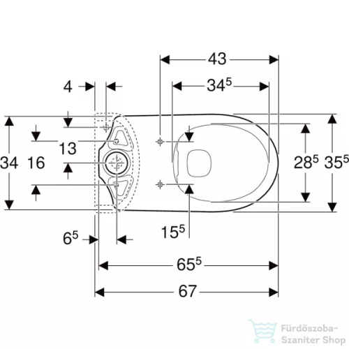 Geberit SELNOVA perem nélküli,hátsó kifolyású,mélyöblítéses monoblokkos wc,fehér 500.283.01.5