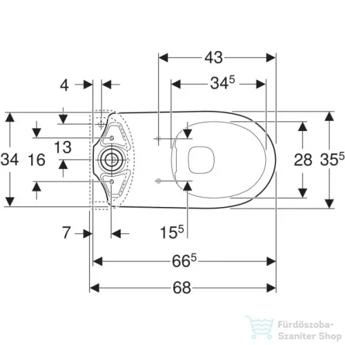 Geberit SELNOVA perem nélküli,hátsó kifolyású,mélyöblítéses monoblokkos wc,fehér 500.285.01.7
