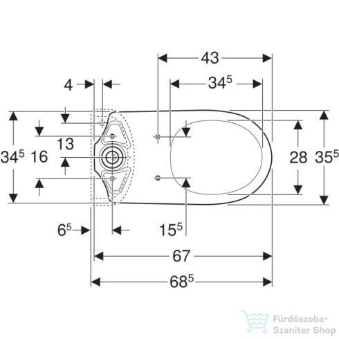 Geberit SELNOVA hátsó kifolyású,mélyöblítéses monoblokkos wc,fehér 500.287.01.7