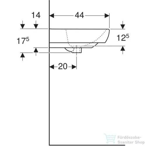Geberit SELNOVA SQUARE 55x44 cm-es mosdó 1 csaplyukkal,fehér 500.290.01.7